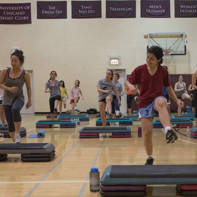 A workout class at the University of Chicago. 