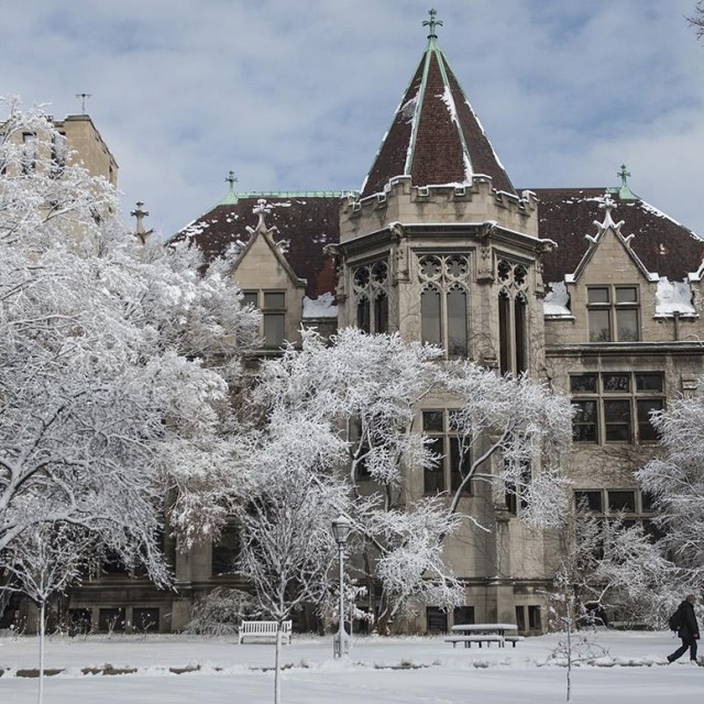 campus in the the snow